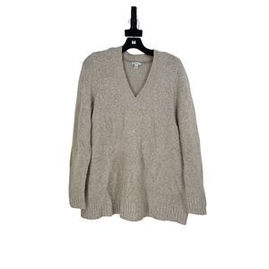 J Jill Wearever Collection Ivory Cream Ribbed V‎ Neck Sweater Tunic Top Medium